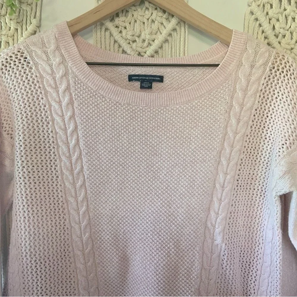 AMERICAN EAGLE Women's Two Toned Ombré Open Knit Sweater Pink Size Small